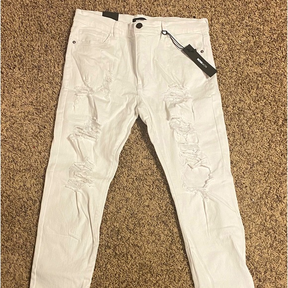 Fashion Nova Jeans White Ripped Jeans With Zippers At The Bottom